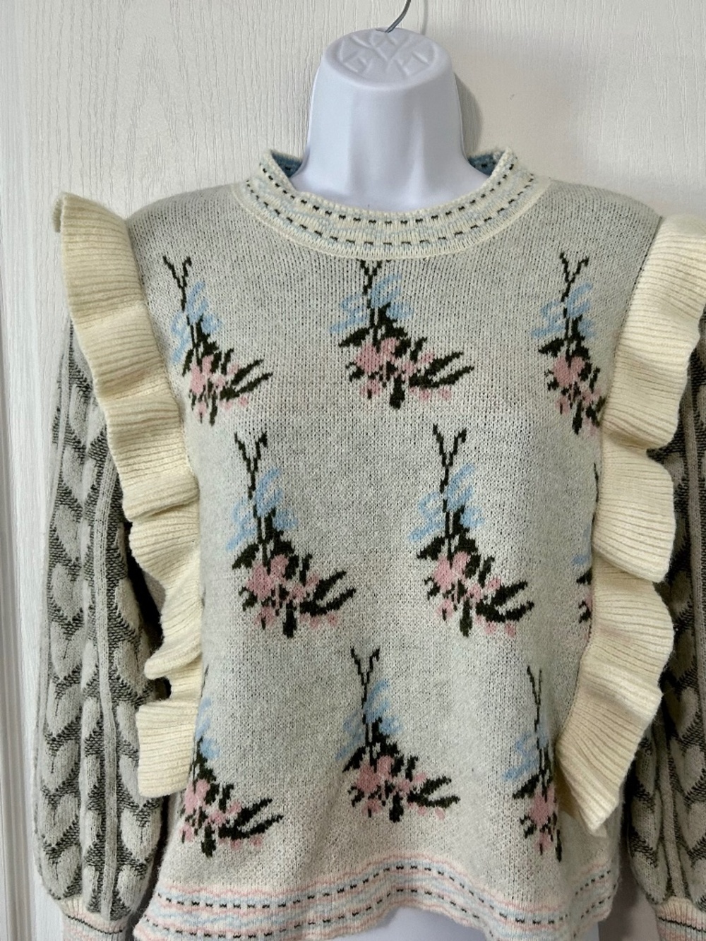 Sweater Floral Ruffles Romantic Cottagecore